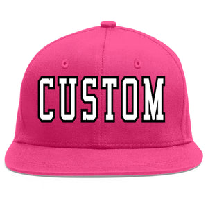 Custom Rose Red White-Black Flat Eaves Sport Baseball Cap