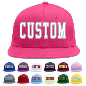 Custom Rose Red White-Gray Flat Eaves Sport Baseball Cap