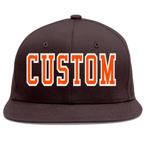 Casquette de baseball sport personnalisée marron orange-blanc Flat Eaves