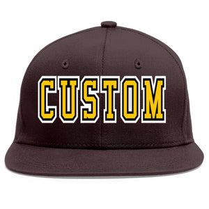 Casquette de baseball sport personnalisée marron or-noir Flat Eaves