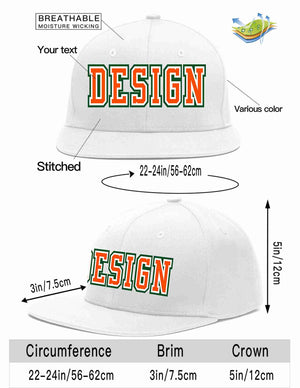 Conception personnalisée de casquette de baseball de sport à avant-toit plat blanc orange-blanc pour hommes/femmes/jeunes