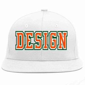 Conception personnalisée de casquette de baseball de sport à avant-toit plat blanc orange-blanc pour hommes/femmes/jeunes