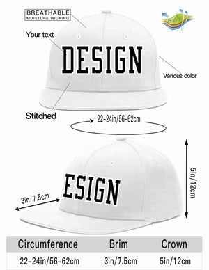 Custom White Black-White Flat Eaves Sport Baseball Cap Design for Men/Women/Youth