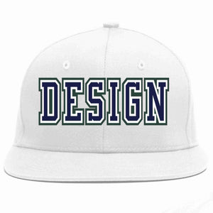 Conception personnalisée de casquette de baseball de sport à avant-toit plat blanc marine-blanc pour hommes/femmes/jeunes