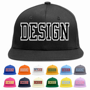 Custom Black Black-White Flat Eaves Sport Baseball Cap Design for Men/Women/Youth