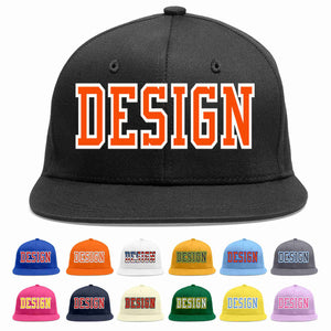 Conception personnalisée de casquette de baseball de sport à avant-toit plat noir orange-blanc pour hommes/femmes/jeunes