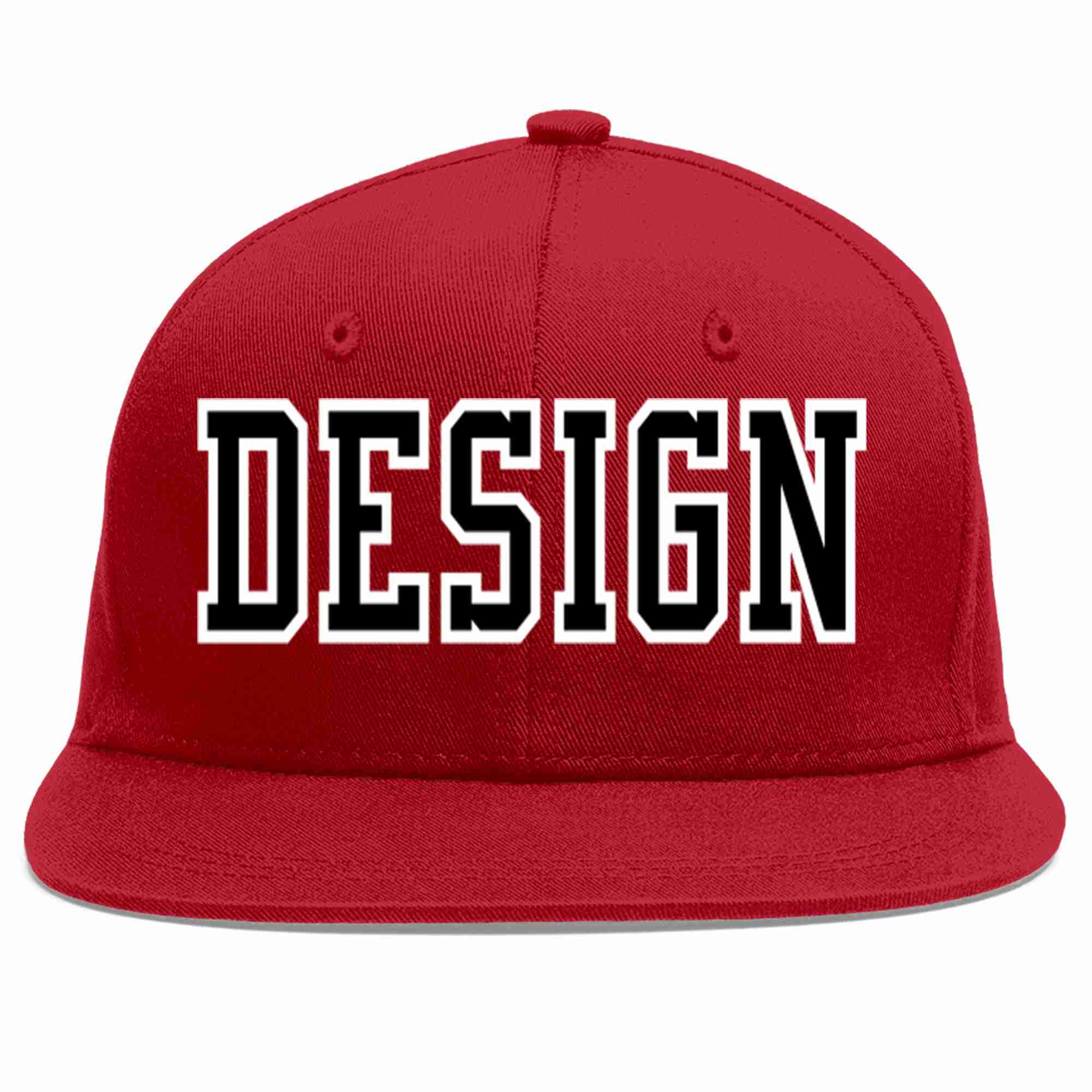 Custom Red Black-White Flat Eaves Sport Baseball Cap Design for Men/Women/Youth