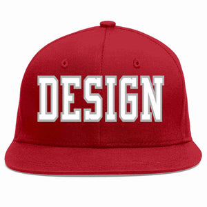 Conception personnalisée de casquette de baseball de sport à avant-toit plat rouge blanc-gris pour hommes/femmes/jeunes