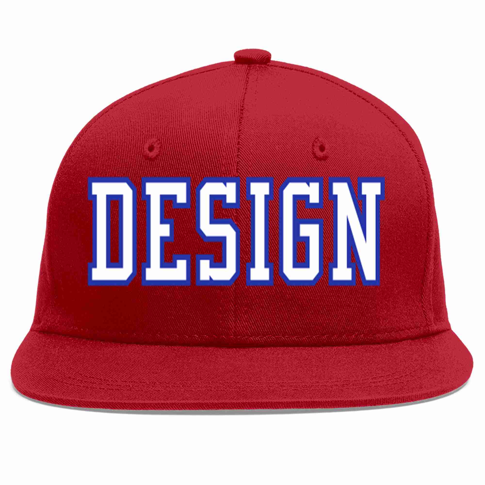 Conception personnalisée de casquette de baseball de sport à Eaves plates rouge blanc-royal pour hommes/femmes/jeunes