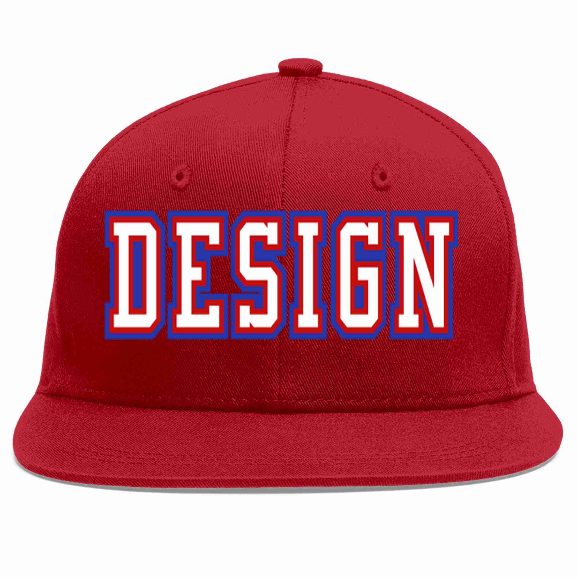 Custom Red White-Red Flat Eaves Sport Baseball Cap Design for Men/Women/Youth