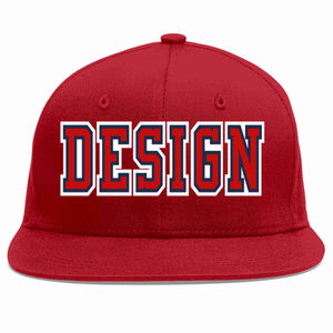 Conception personnalisée de casquette de baseball de sport à avant-toit plat rouge-marine rouge pour hommes/femmes/jeunes