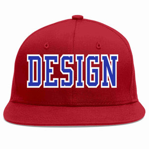 Conception personnalisée de casquette de baseball de sport à avant-toit plat rouge royal-blanc pour hommes/femmes/jeunes