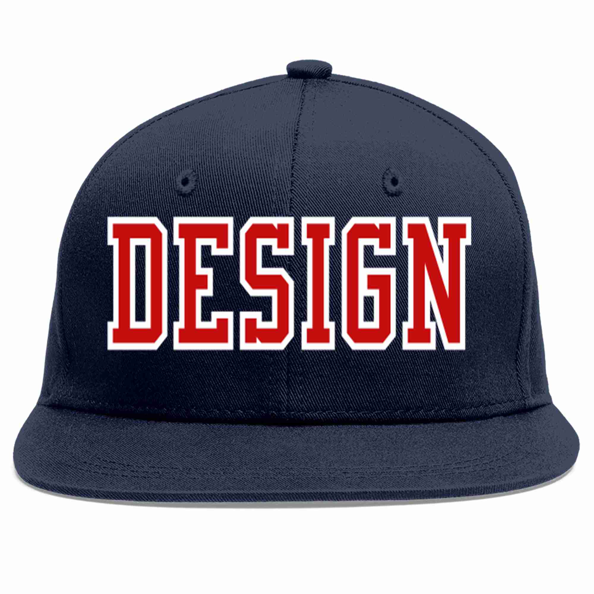 Custom Navy Red-White Flat Eaves Sport Baseball Cap Design for Men/Women/Youth