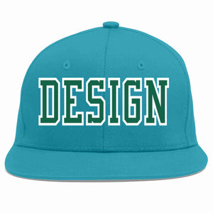 Conception personnalisée de casquette de baseball de sport à avant-toit plat vert-blanc aqua pour hommes/femmes/jeunes