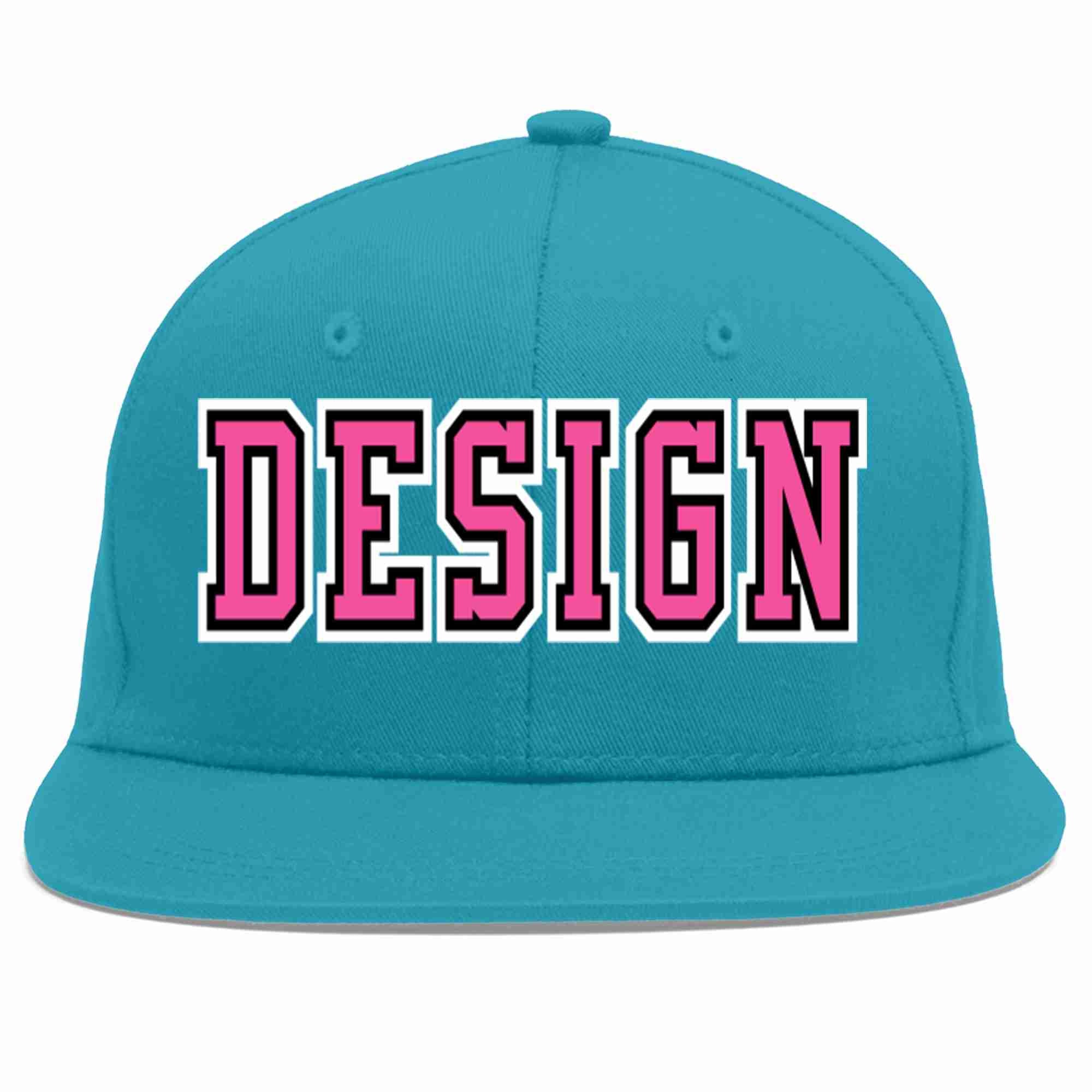 Custom Aqua Pink-White Flat Eaves Sport Baseball Cap Design for Men/Women/Youth