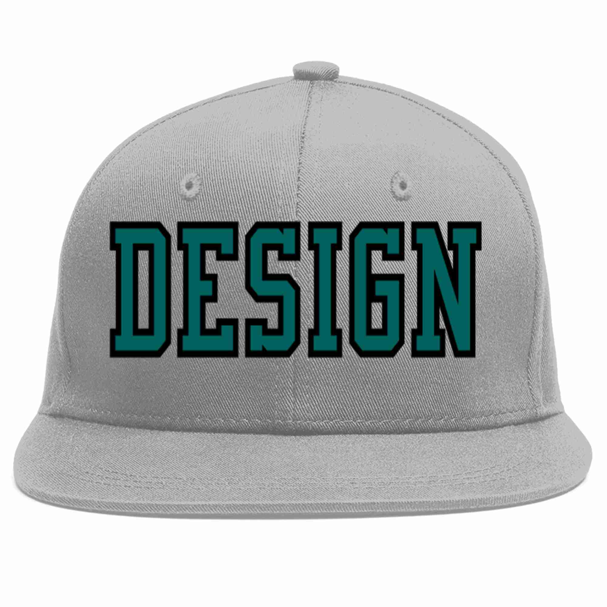 Conception personnalisée de casquette de baseball de sport à Eaves plates gris aqua-noir pour hommes/femmes/jeunes