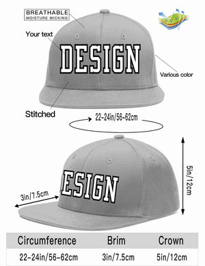 Custom Gray White-Black Flat Eaves Sport Baseball Cap Design for Men/Women/Youth