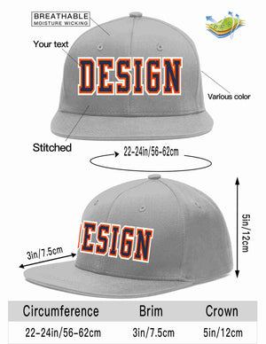 Conception personnalisée de casquette de baseball de sport à avant-toit plat gris marine-orange pour hommes/femmes/jeunes