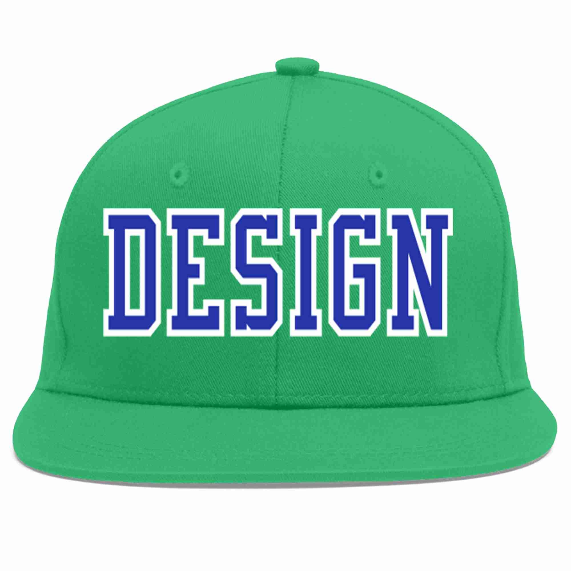 Custom Teal Royal-White Flat Eaves Sport Baseball Cap