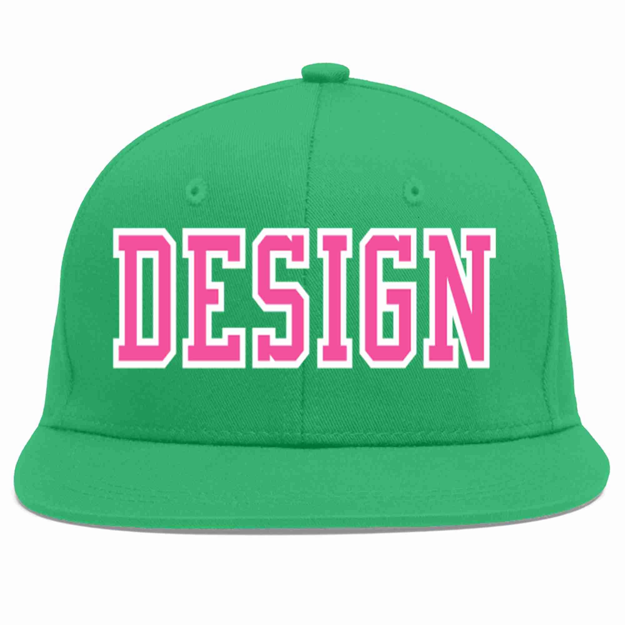 Custom Teal Pink-White Flat Eaves Sport Baseball Cap