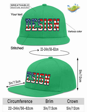 Custom Teal Vintage USA Flag-Gold Flat Eaves Sport Baseball Cap