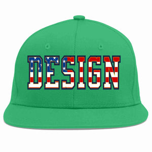 Custom Teal Vintage USA Flag-Gold Flat Eaves Sport Baseball Cap