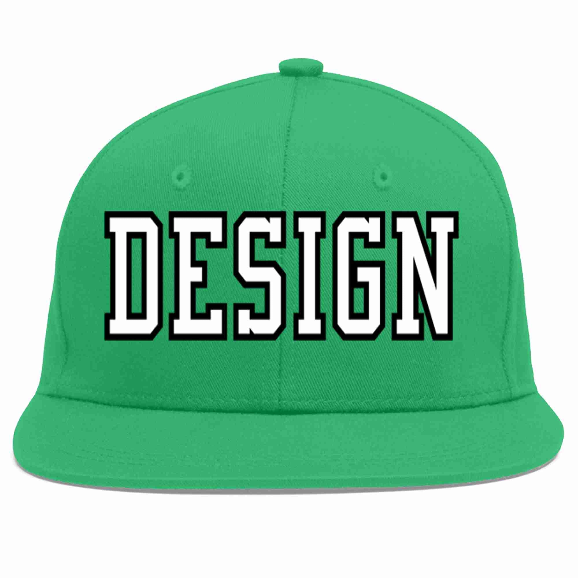 Custom Teal White-Black Flat Eaves Sport Baseball Cap