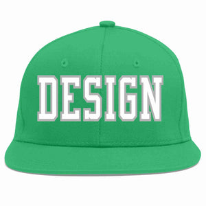 Custom Teal White-Gray Flat Eaves Sport Baseball Cap