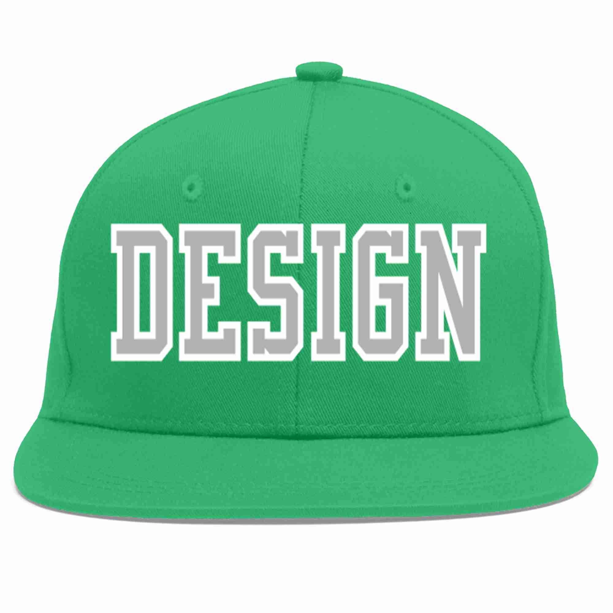 Custom Teal Gray-White Flat Eaves Sport Baseball Cap