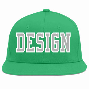 Custom Teal Gray-White Flat Eaves Sport Baseball Cap