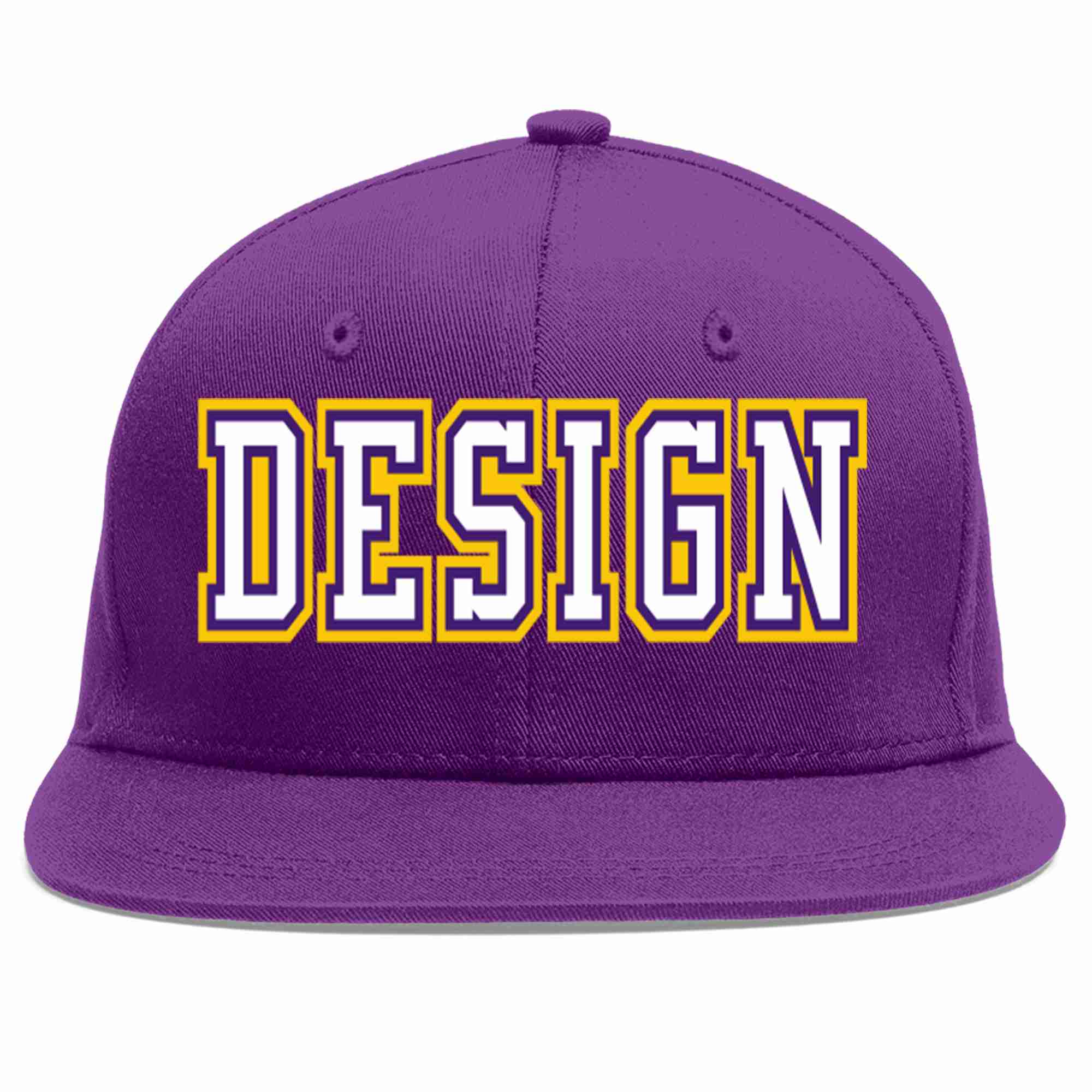 Conception personnalisée de casquette de baseball de sport à avant-toit plat violet blanc-violet pour hommes/femmes/jeunes