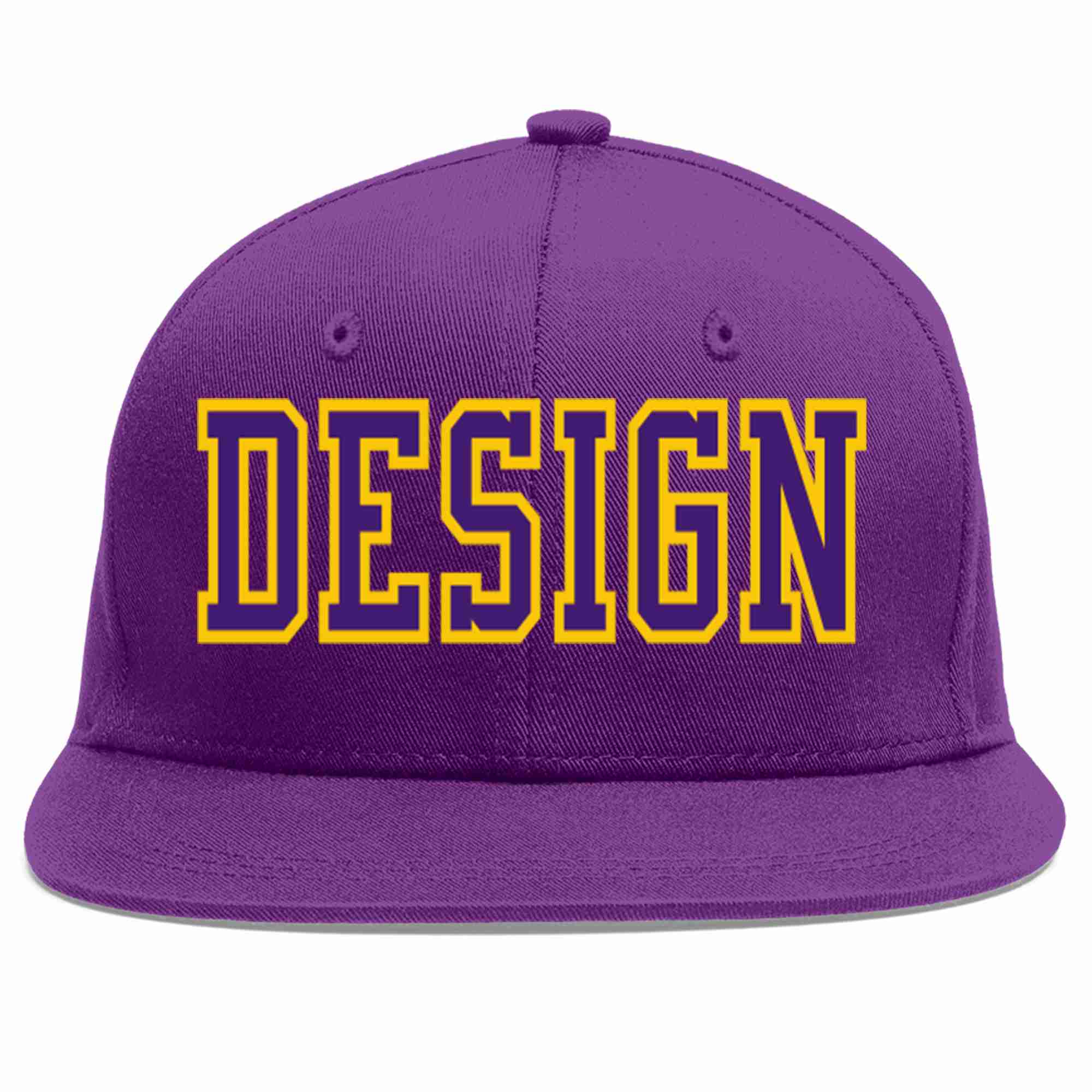 Conception personnalisée de casquette de baseball de sport à avant-toit plat violet violet-or pour hommes/femmes/jeunes