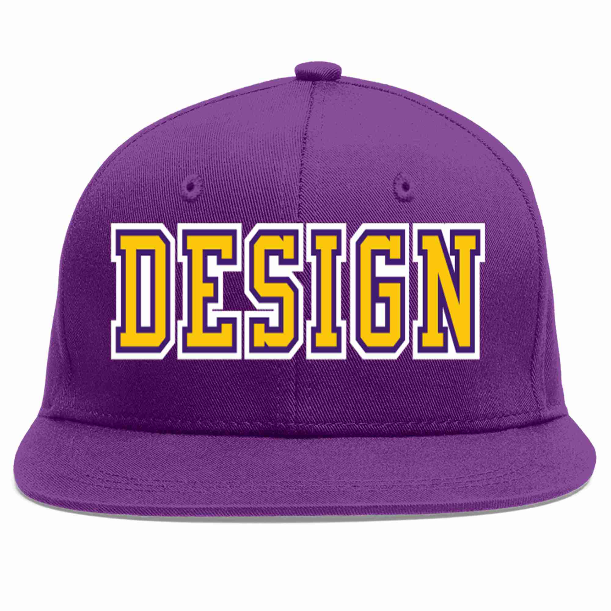 Custom Purple Gold-purple Flat Eaves Sport Baseball Cap Design for Men/Women/Youth