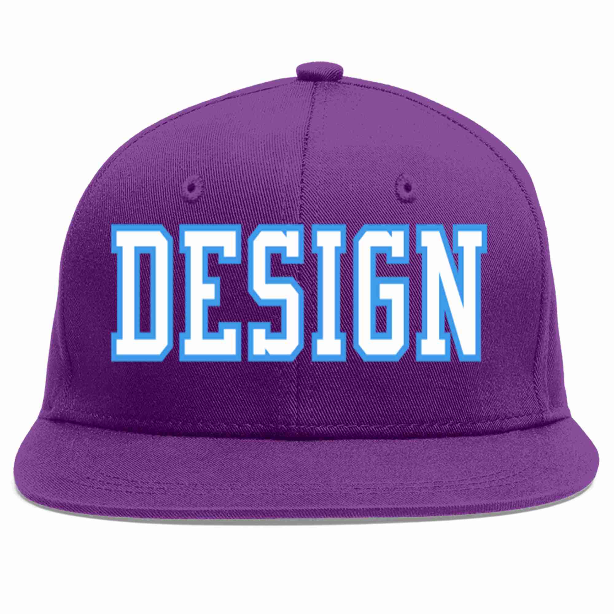 Custom Purple White-Powder Blue Flat Eaves Sport Baseball Cap Design for Men/Women/Youth