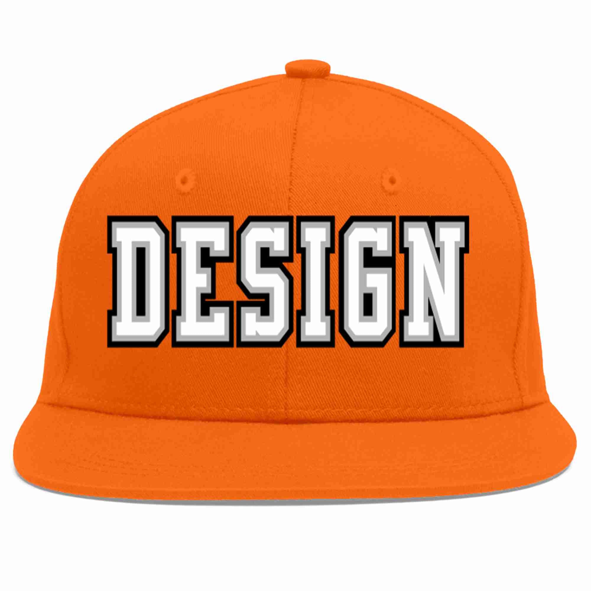 Custom Orange White-Gray Flat Eaves Sport Baseball Cap Design for Men/Women/Youth