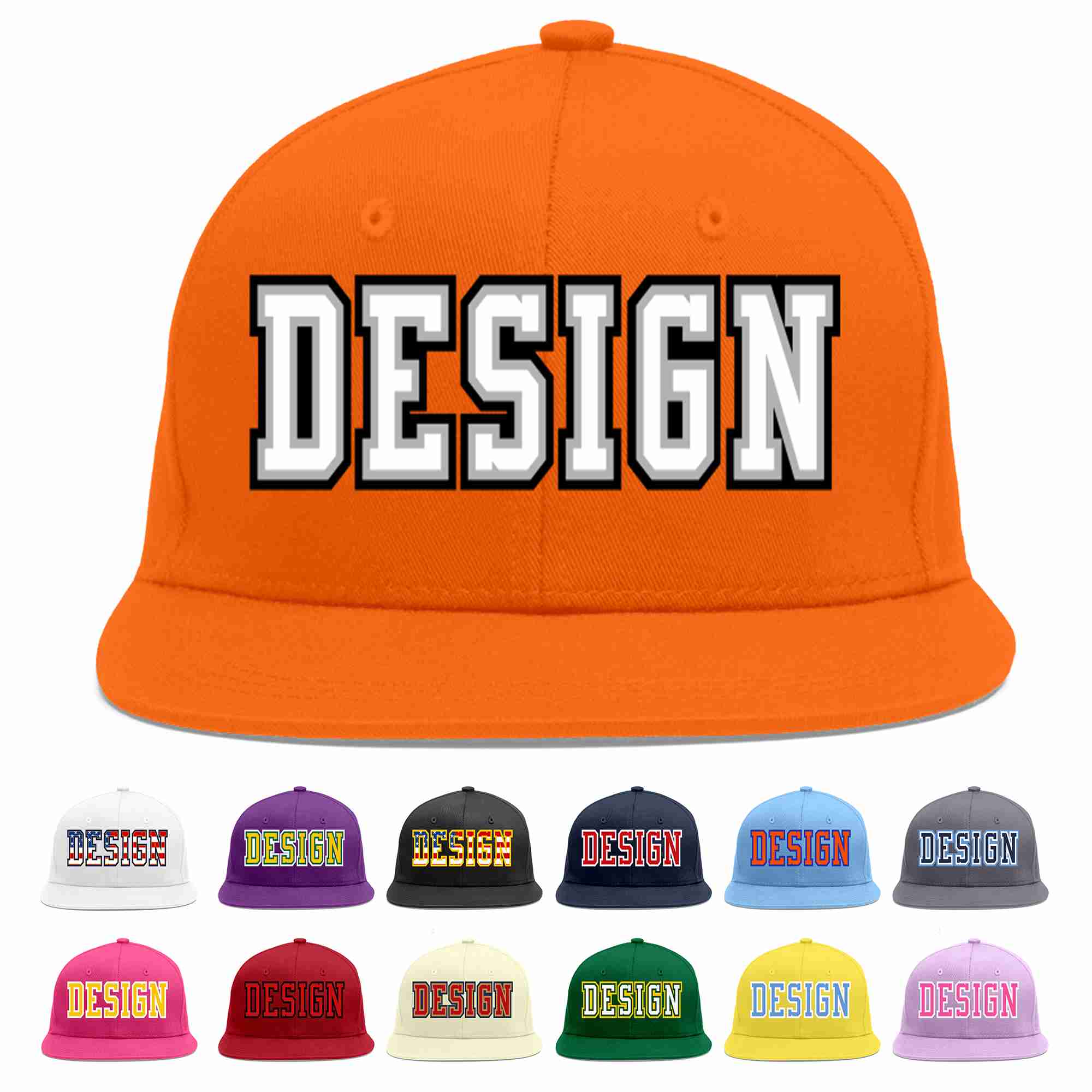 Custom Orange White-Gray Flat Eaves Sport Baseball Cap Design for Men/Women/Youth