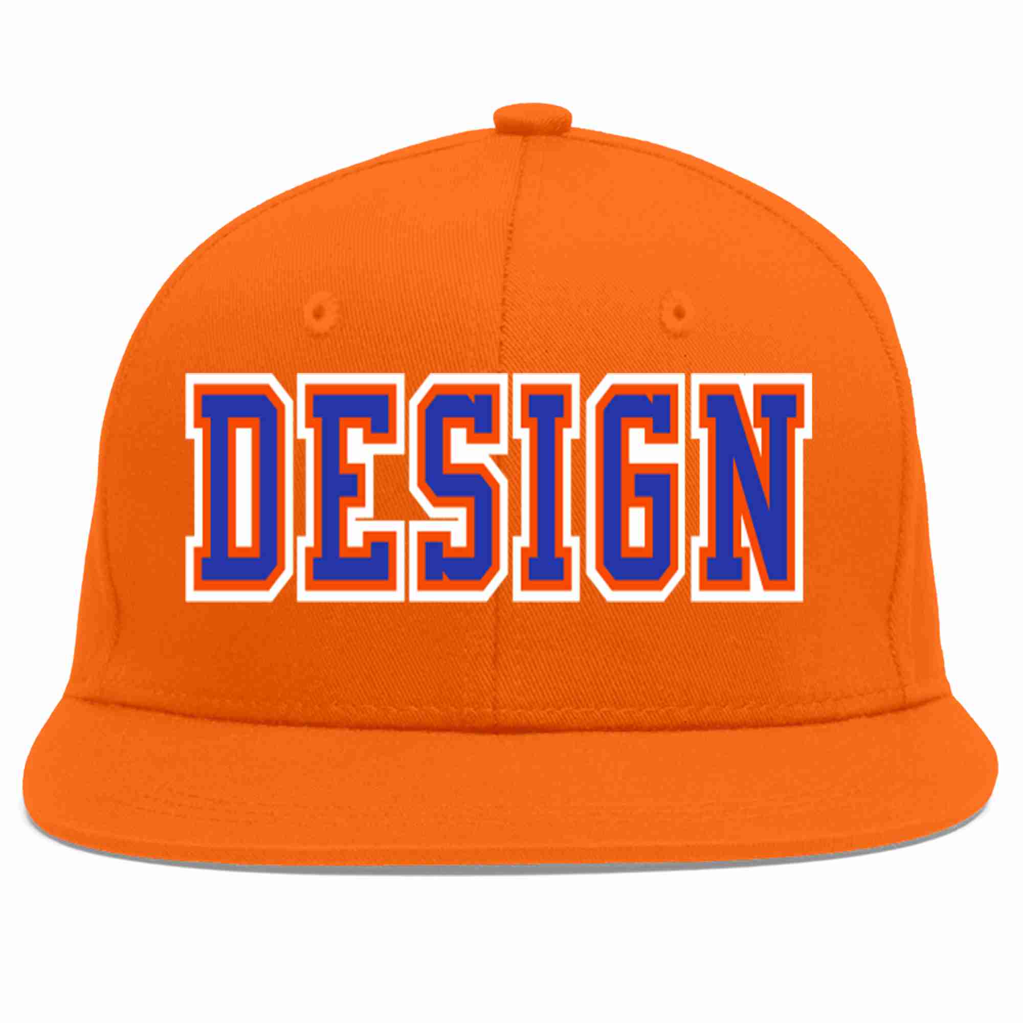 Custom Orange Royal-Orange Flat Eaves Sport Baseball Cap Design for Men/Women/Youth