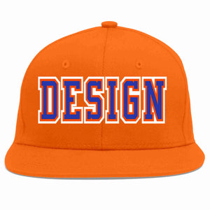 Conception personnalisée de casquette de baseball de sport à avant-toit plat orange royal-orange pour hommes/femmes/jeunes