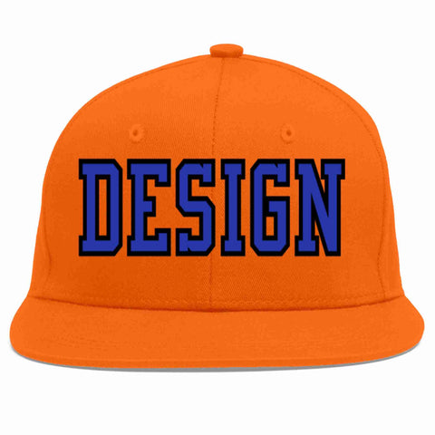 Custom Orange Royal-Black Flat Eaves Sport Baseball Cap Design for Men/Women/Youth