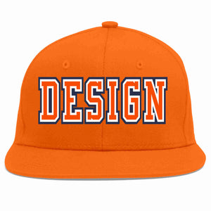 Conception personnalisée de casquette de baseball de sport à avant-toit plat orange orange-blanc pour hommes/femmes/jeunes