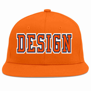 Conception personnalisée de casquette de baseball de sport à avant-toit plat orange orange-marine pour hommes/femmes/jeunes