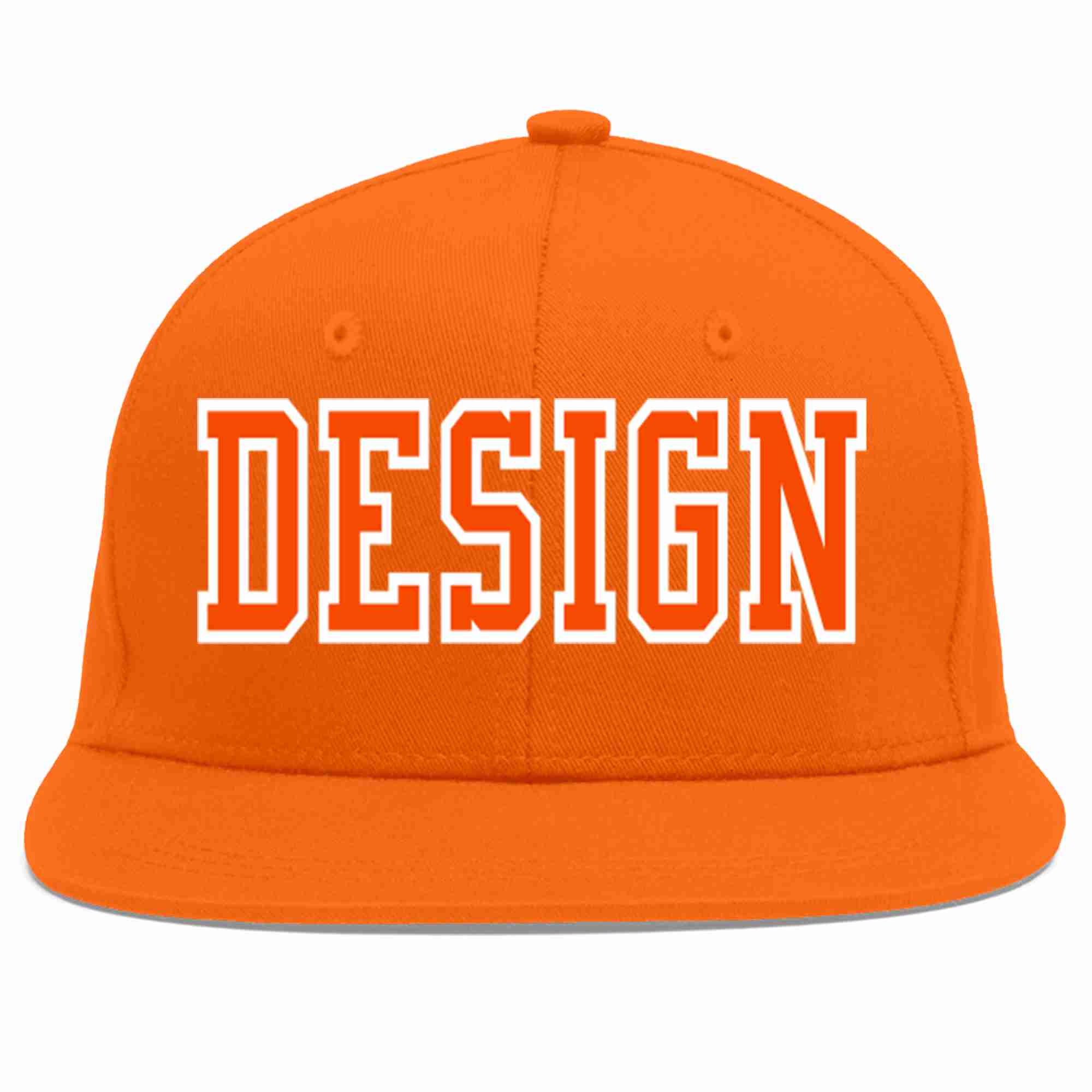 Custom Orange Orange-White Flat Eaves Sport Baseball Cap Design for Men/Women/Youth