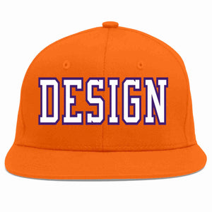 Custom Orange White-purple Flat Eaves Sport Baseball Cap Design for Men/Women/Youth