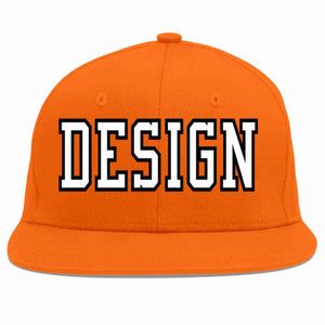 Custom Orange White-Black Flat Eaves Sport Baseball Cap Design for Men/Women/Youth