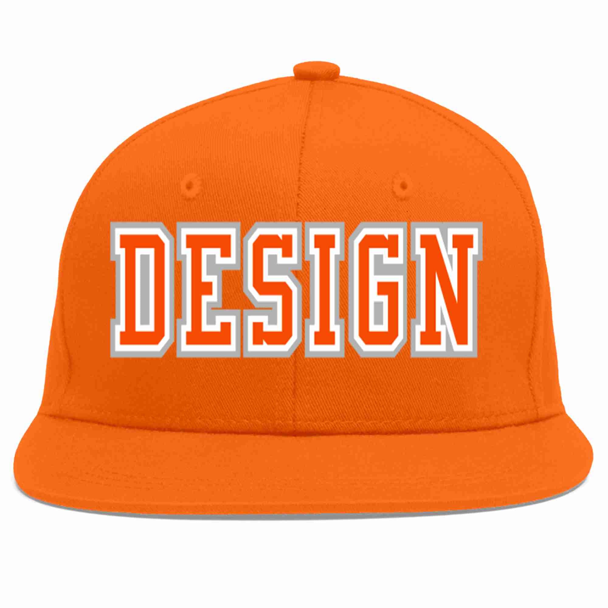 Custom Orange Orange-White Flat Eaves Sport Baseball Cap Design for Men/Women/Youth