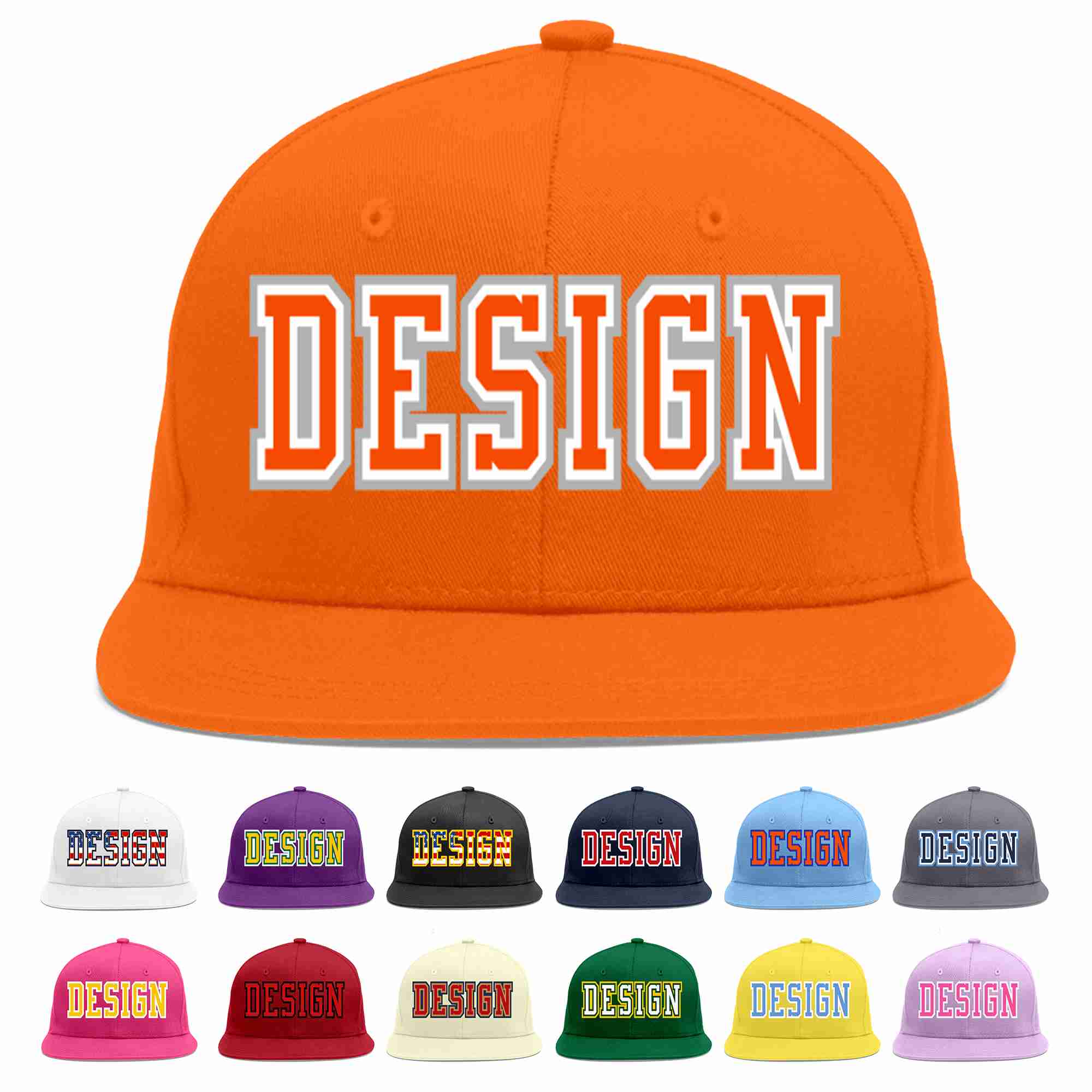 Custom Orange Orange-White Flat Eaves Sport Baseball Cap Design for Men/Women/Youth