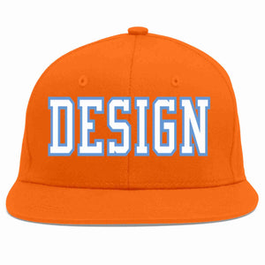 Conception personnalisée de casquette de baseball de sport à avant-toit plat orange blanc-bleu clair pour hommes/femmes/jeunes