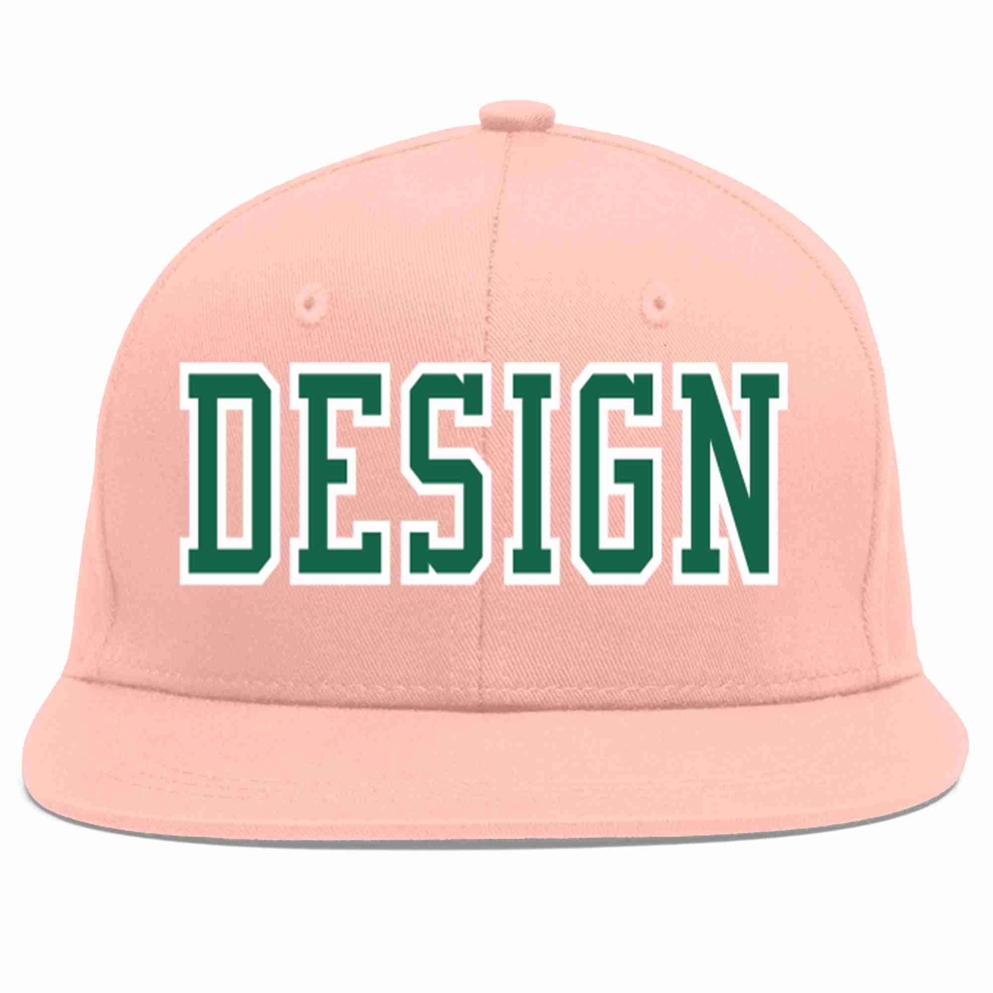 Custom Pink Kelly Green-White Flat Eaves Sport Baseball Cap Design for Men/Women/Youth