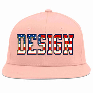 Custom Pink Vintage USA Flag-Gold Flat Eaves Sport Baseball Cap Design for Men/Women/Youth