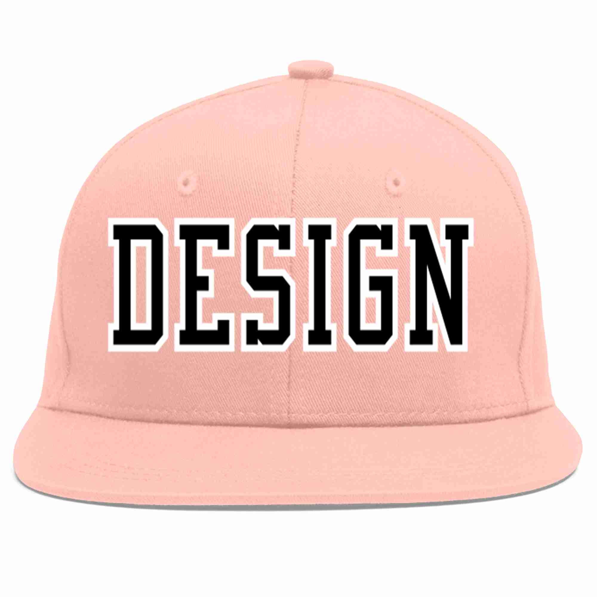 Custom Pink Black-White Flat Eaves Sport Baseball Cap Design for Men/Women/Youth